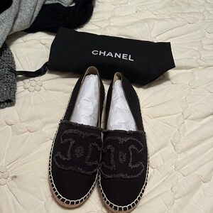 Black Canvas Espadrilles - Signature CC Logo “Chanel style”